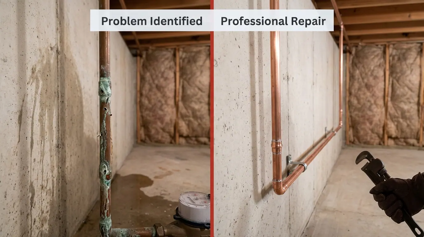 Homeowner reviewing a residential plumbing concern