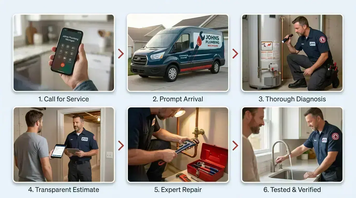 Michigan plumber service process from initial call through completion