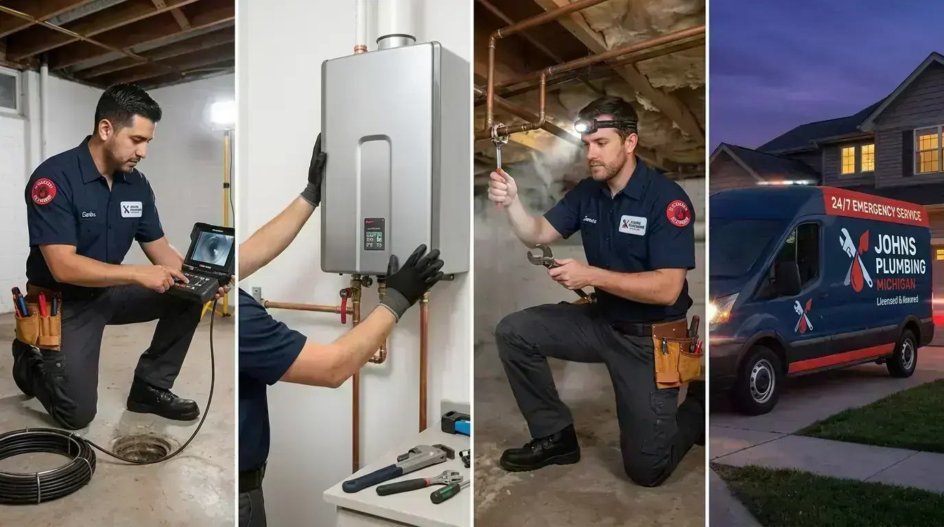 Michigan leak detection services showing slab leak detection, underground pipe repair, and frozen pipe thawing